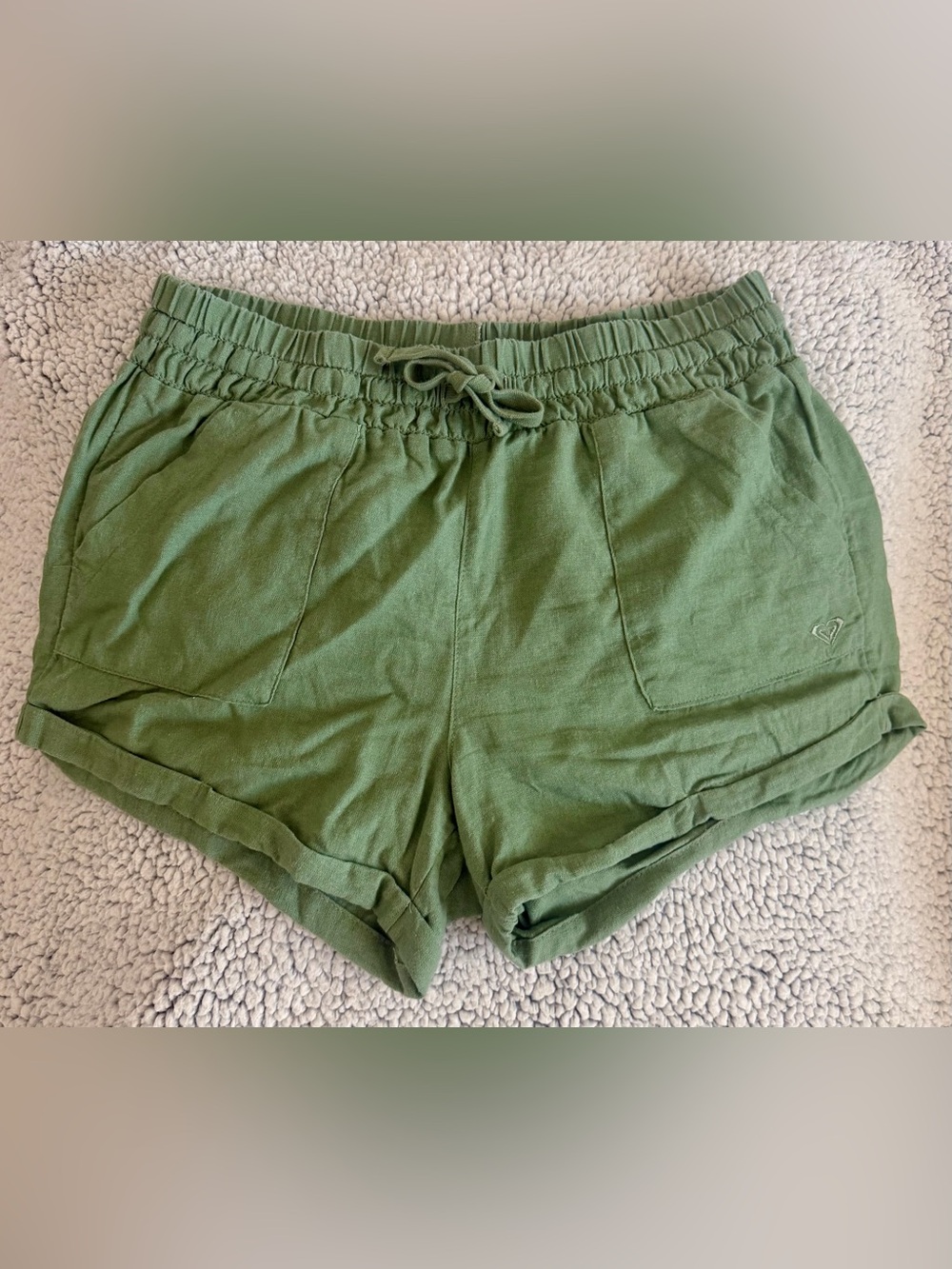 Roxy Olive Green Drawstring Casual Shorts